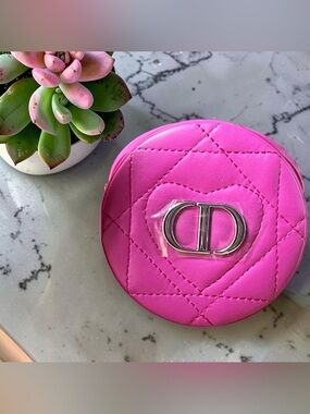 Christian Dior Fuchsia Quilted Compact Mirror featuring a silver. New in Box
